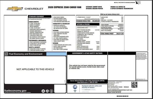 2020 Chevrolet Express 2500 RWD 2500 Regular Wheelbase WT