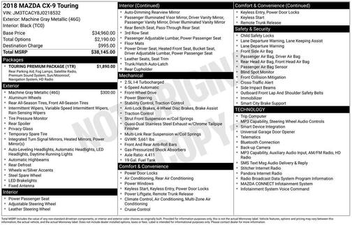 Machine Gray Metallic 2018 Mazda CX-9 Touring