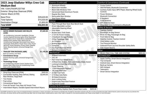 Sting-Gray Clearcoat 2023 Jeep Gladiator Willys 4x4