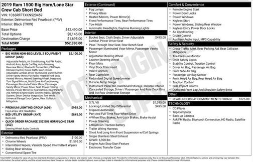 Delmonico Red Pearlcoat 2019 RAM 1500 Big Horn