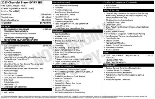 Riptide Blue Metallic 2025 Chevrolet Blazer EV AWD RS