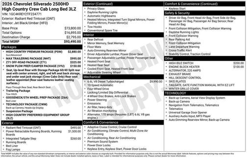 Radiant Red Tintcoat 2026 Chevrolet Silverado 2500 High Country