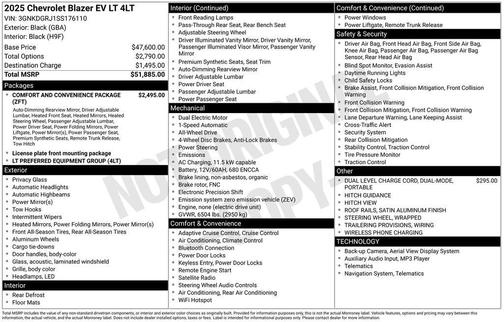 Black 2025 Chevrolet Blazer EV AWD LT