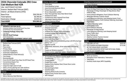 Radiant Red Tintcoat 2026 Chevrolet Colorado ZR2
