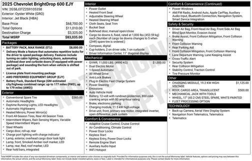 2025 Chevrolet BrightDrop 600 Base