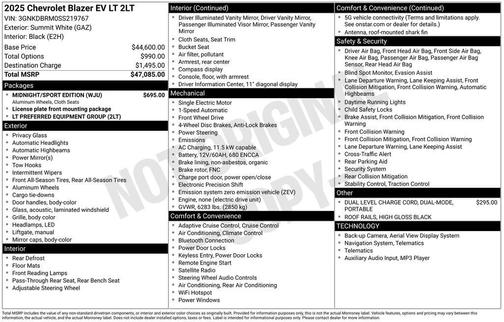 Summit White 2025 Chevrolet Blazer EV AWD LT