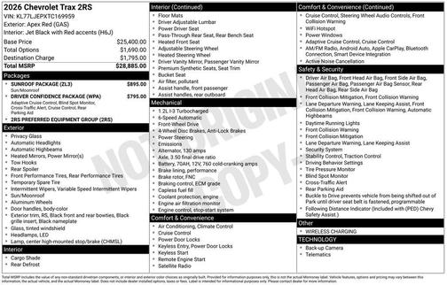 Apex Red 2026 Chevrolet Trax FWD 2RS