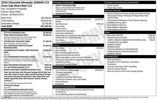 Black 2026 Chevrolet Silverado 2500 LTZ