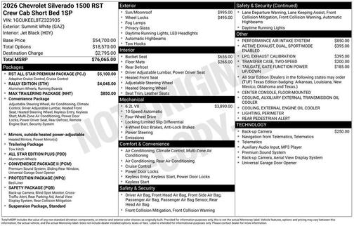Summit White 2026 Chevrolet Silverado 1500 RST