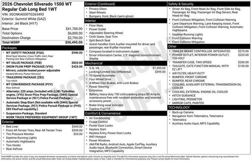 Summit White 2026 Chevrolet Silverado 1500 WT