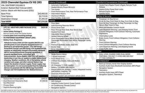 Radiant Red Tintcoat 2025 Chevrolet Equinox EV RS