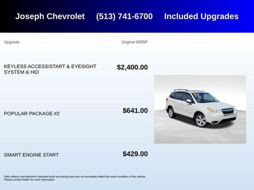 Satin White Pearl 2014 Subaru Forester 2.5i Touring