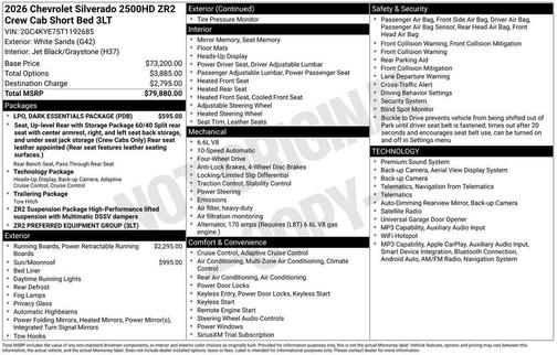 White Sands 2026 Chevrolet Silverado 2500 Crew Cab, Standard Bed, XR2, 4WD