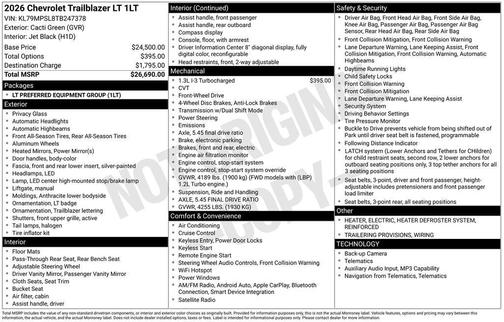 Cacti Green 2026 Chevrolet Trailblazer LT