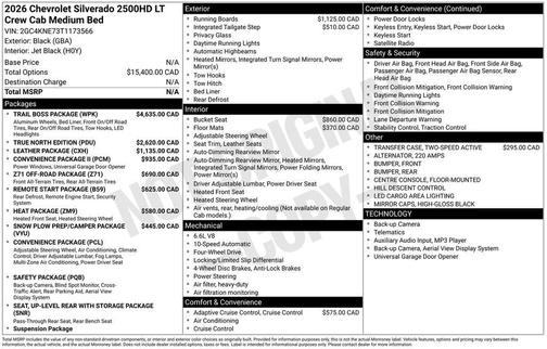 Black 2026 Chevrolet Silverado 2500 LT