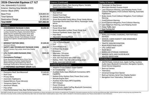 Sterling Gray Metallic 2026 Chevrolet Equinox 1LT