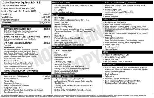 Mosaic Black Metallic 2026 Chevrolet Equinox FWD RS