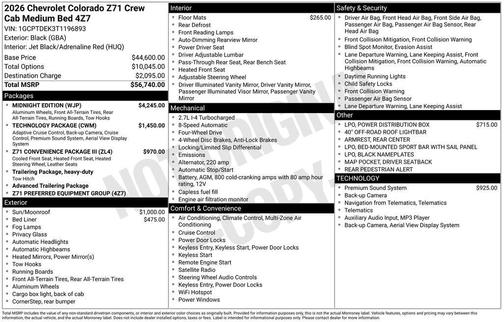 Black 2026 Chevrolet Colorado Z71