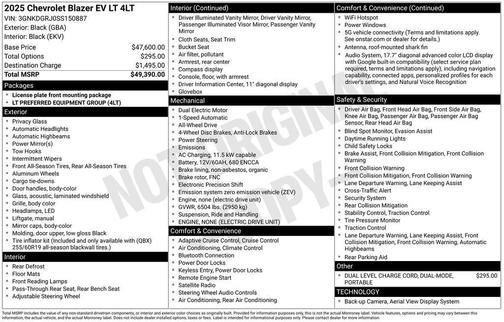 Black 2025 Chevrolet Blazer EV AWD LT