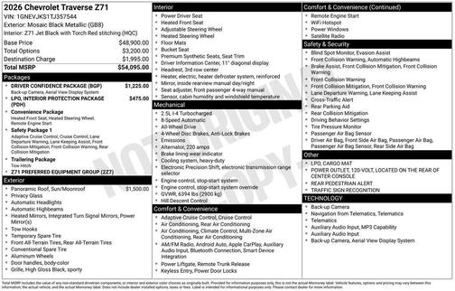 Mosaic Black Metallic 2026 Chevrolet Traverse AWD Z71