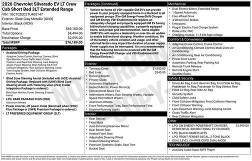 Slate Gray Metallic 2026 Chevrolet Silverado EV LT