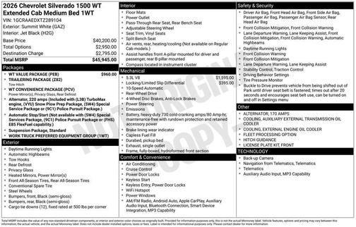 Summit White 2026 Chevrolet Silverado 1500 WT
