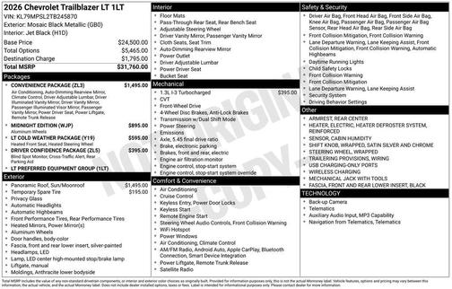 Mosaic Black Metallic 2026 Chevrolet Trailblazer LT