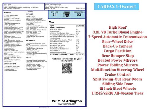 2019 Mercedes-Benz Sprinter 2500 High Roof