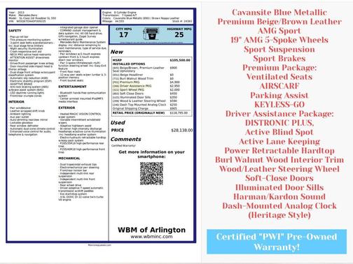 2013 Mercedes-Benz SL-Class Roadster w/ Sport and Premium Package