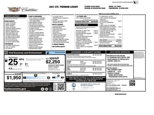 2021 Cadillac CT5 Premium Luxury RWD