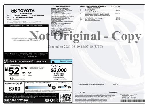 Black Sand Pearl 2022 Toyota Corolla Hybrid LE