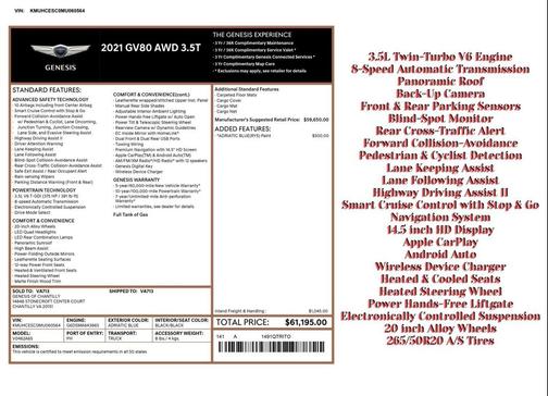 2021 Genesis GV80 3.5T