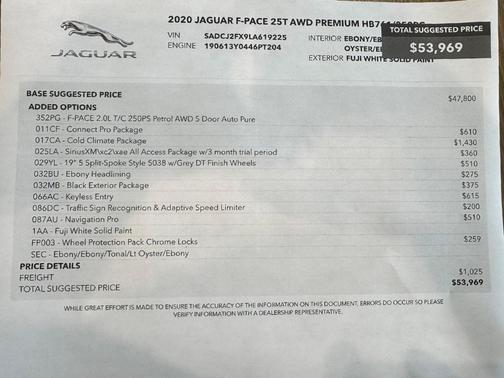 2020 Jaguar F-PACE 25t Premium AWD