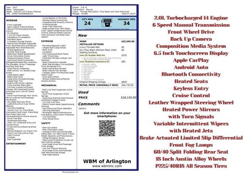 2017 Volkswagen Golf GTI 2.0T S 4-Door