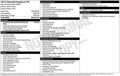 Black 2013 Chevrolet Impala LS