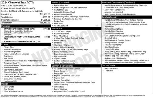 Mosaic Black Metallic 2024 Chevrolet Trax FWD ACTIV