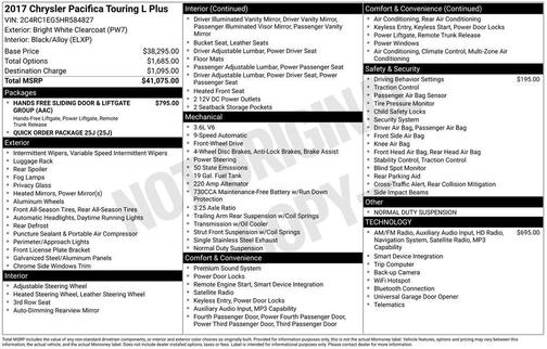 Bright White Clearcoat 2017 Chrysler Pacifica Touring-L Plus