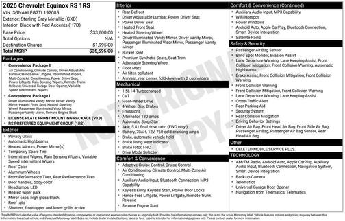 Sterling Gray Metallic 2026 Chevrolet Equinox FWD RS