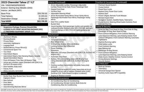 Sterling Gray Metallic 2023 Chevrolet Tahoe LT
