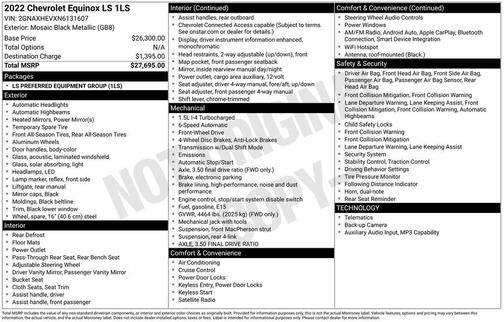 Mosaic Black Metallic 2022 Chevrolet Equinox LS