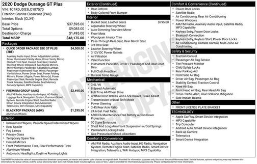Granite Clearcoat 2020 Dodge Durango GT Plus