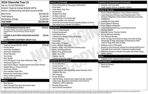 Cayenne Orange Metallic 2024 Chevrolet Trax LS