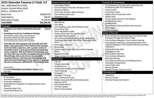 Summit White 2023 Chevrolet Traverse LT Cloth