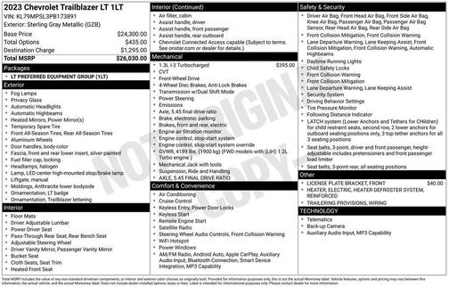 Sterling Gray Metallic 2023 Chevrolet Trailblazer LT