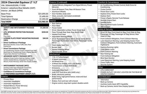 Lakeshore Blue Metallic 2024 Chevrolet Equinox 1LT