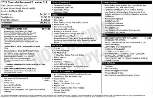Mosaic Black Metallic 2023 Chevrolet Traverse LT Leather