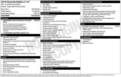 Cajun Red Tintcoat 2018 Chevrolet Malibu LT