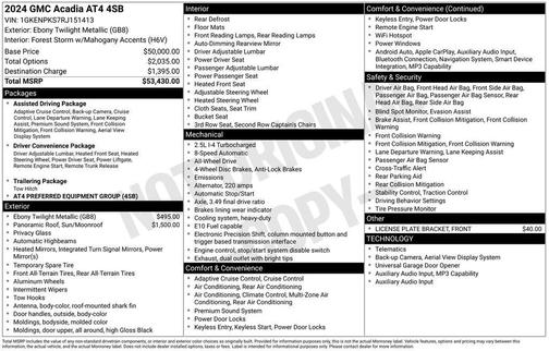 Ebony Twilight Metallic 2024 GMC Acadia AWD AT4