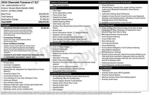 Mosaic Black Metallic 2024 Chevrolet Traverse LT