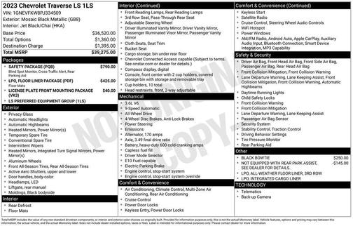 Mosaic Black Metallic 2023 Chevrolet Traverse LS
